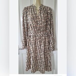 H&M Black and Brown Geometric Long Sleeve Dress